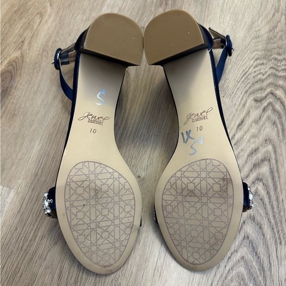 Jewel Badgley Mischka Blue Satin Heels with Rhinestone Embellishments size 10 - Picture 8 of 9